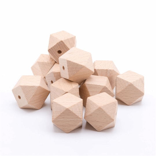 Beech Wood Beads - Hexagon/Round