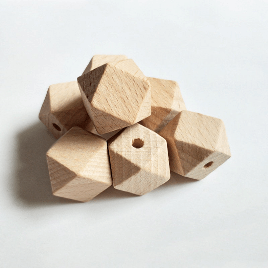 Custom Logo 18mm Beech Hexagon Beads