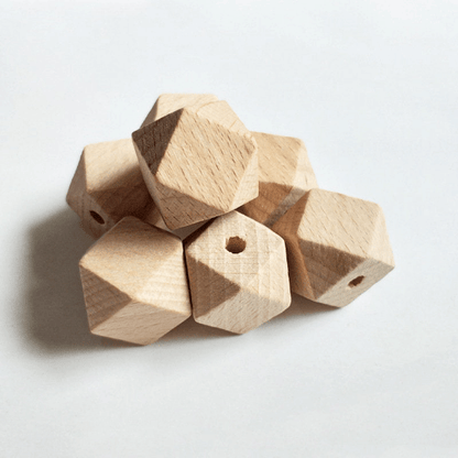 Custom Logo 18mm Beech Hexagon Beads