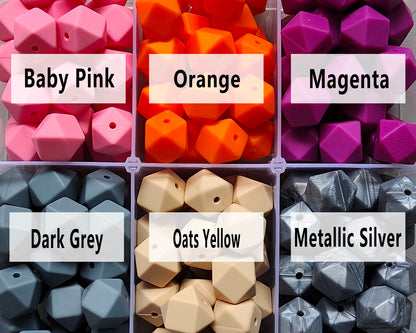 14/17mm Hexagon Silicone Beads #1 - #24