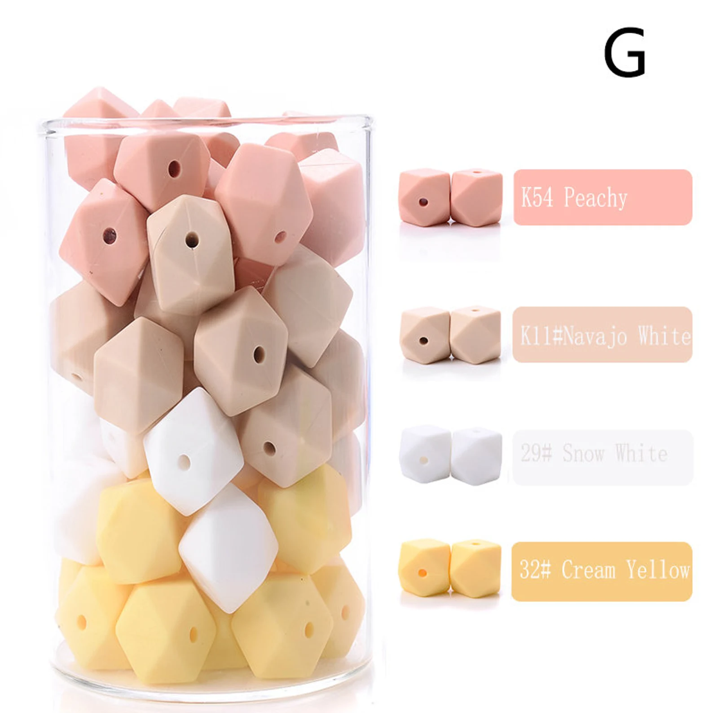 14/17mm Mix Colors Hexagon Silicone Beads