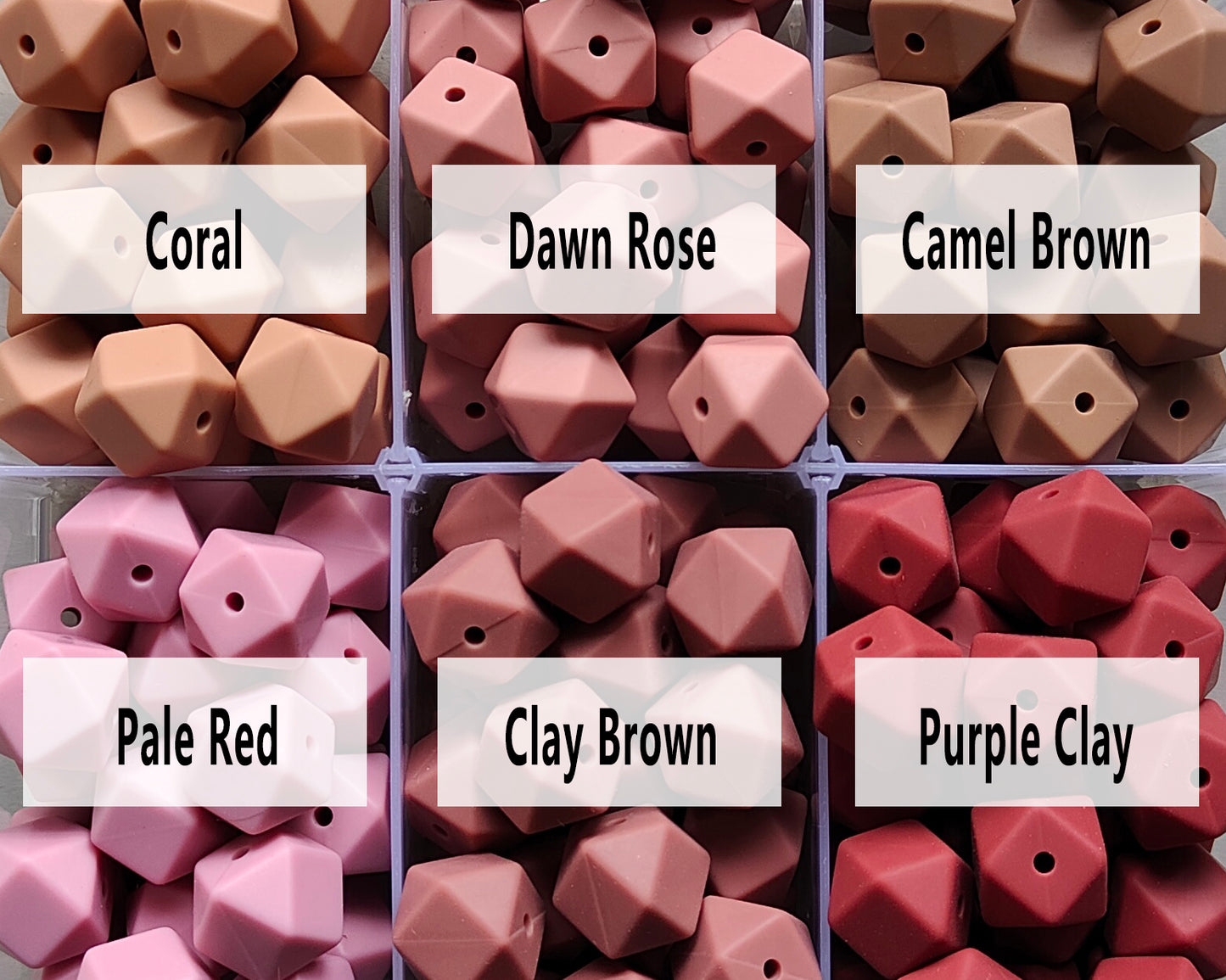 14/17mm Hexagon Silicone Beads #75 - #98