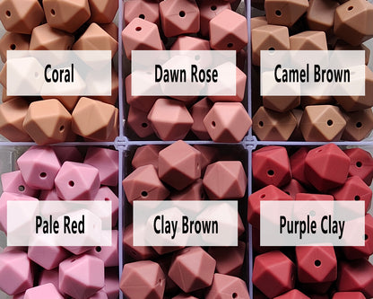 14/17mm Hexagon Silicone Beads #75 - #98