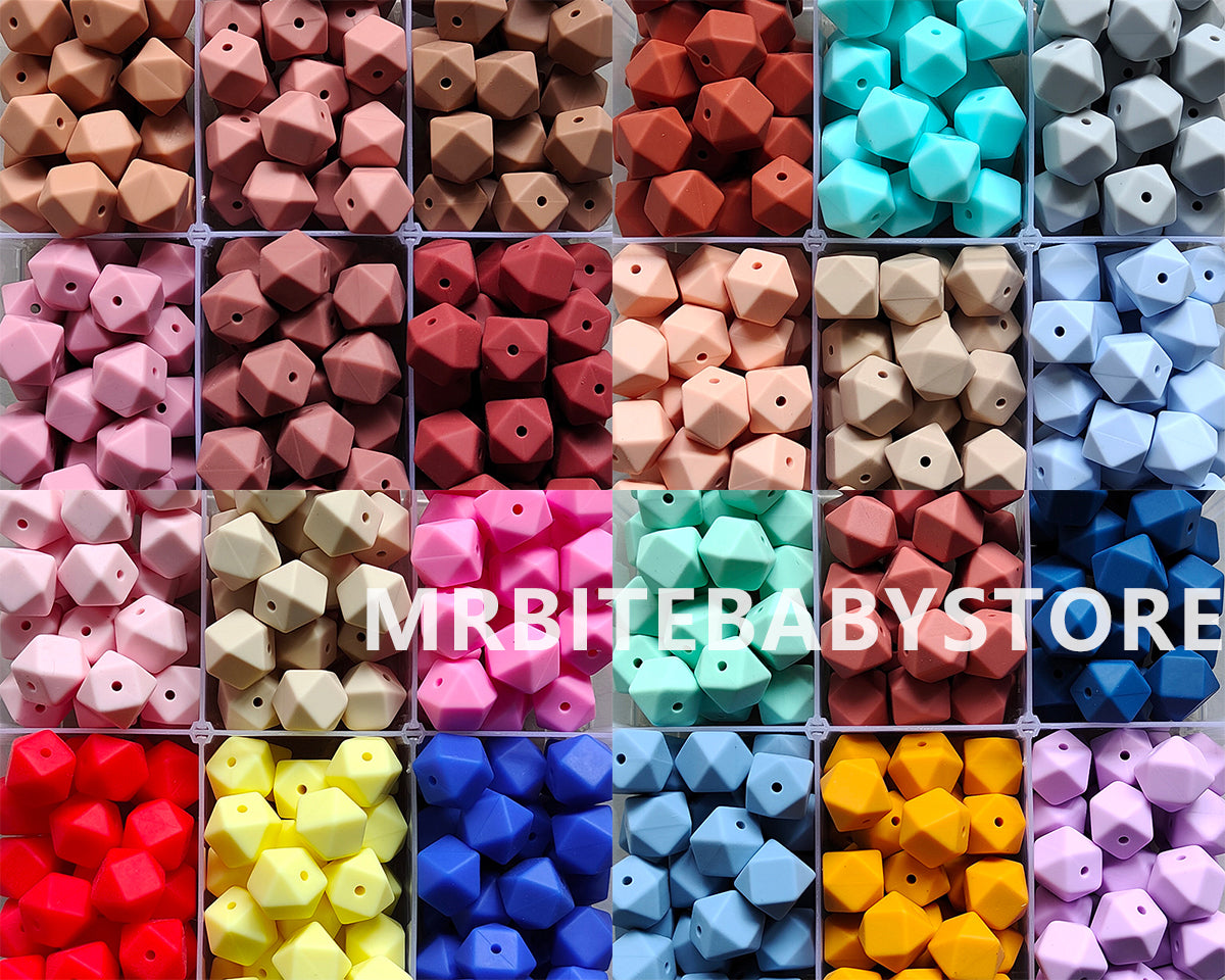 14/17mm Hexagon Silicone Beads #75 - #98