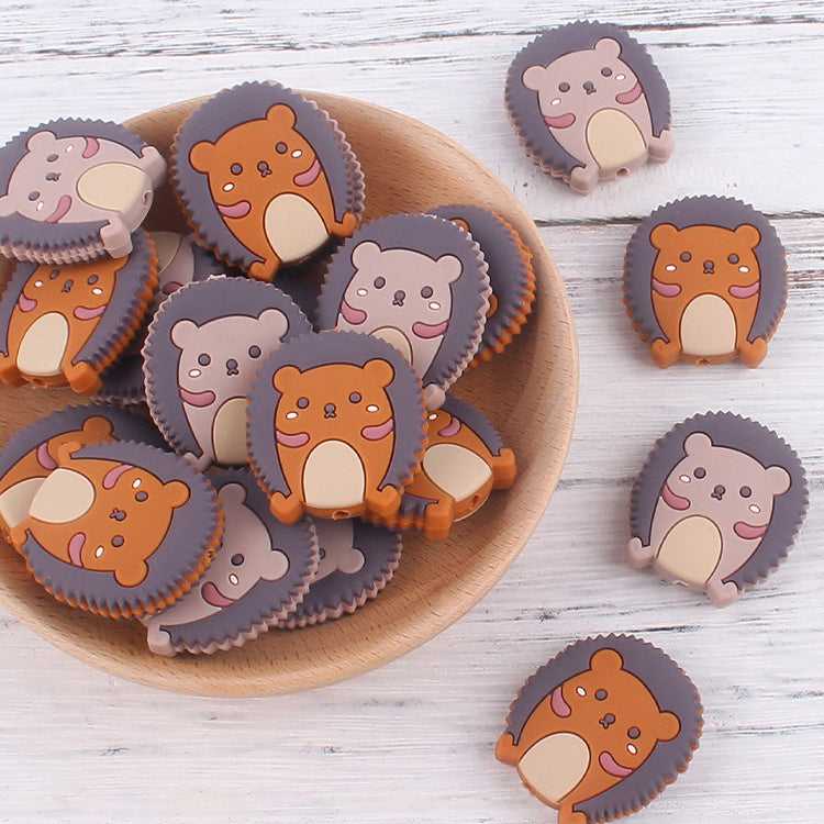 New - Hedgehog Silicone Beads - 34*30mm