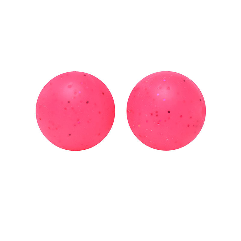 15mm Round Glitter Silicone Beads