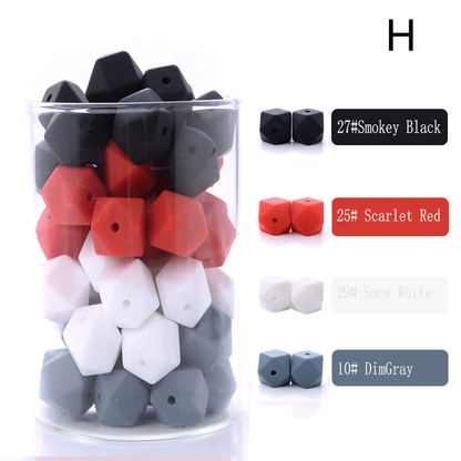 14/17mm Mix Colors Hexagon Silicone Beads