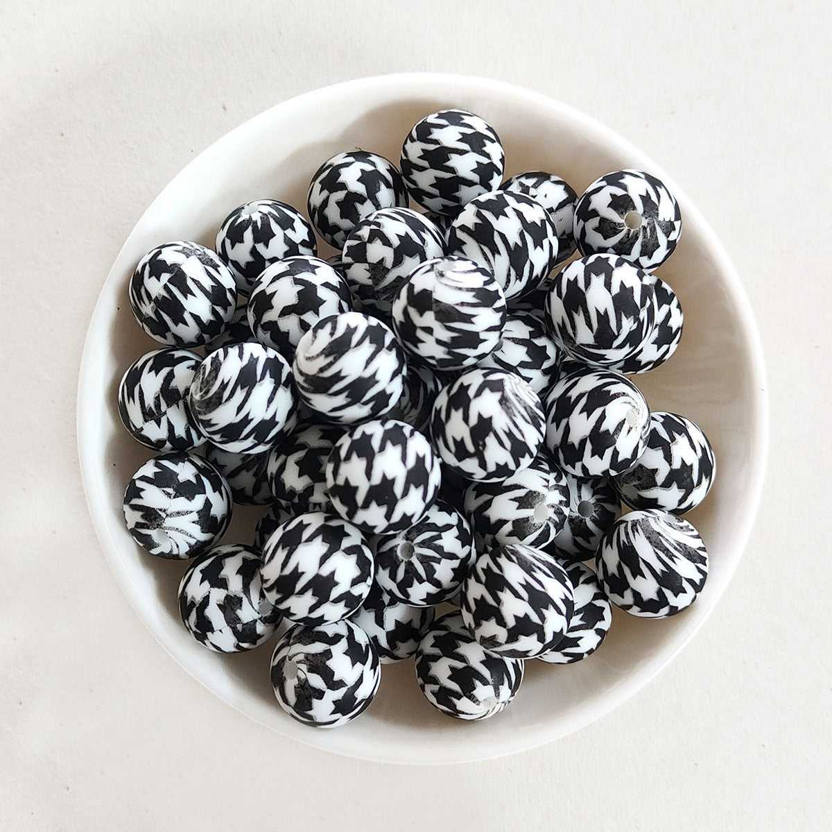 12/15mm Bat Print Silicone Beads - Round - #80
