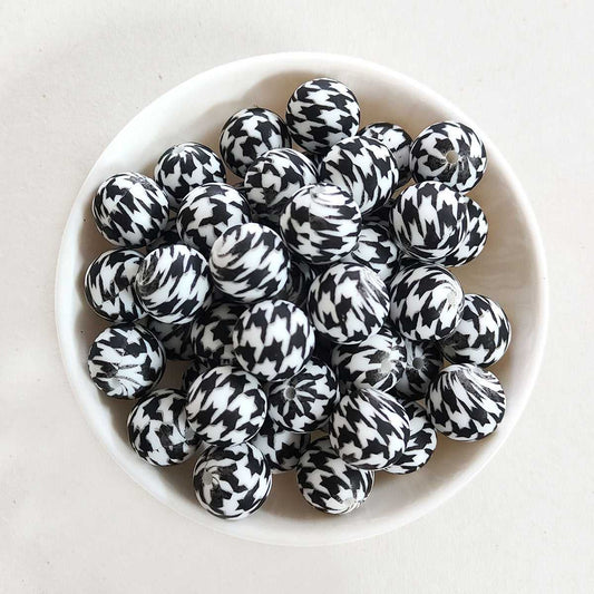 12/15mm Bat Print Silicone Beads - Round - #80