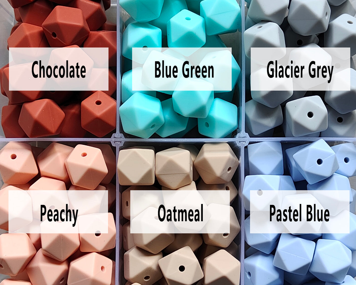 14/17mm Hexagon Silicone Beads #75 - #98