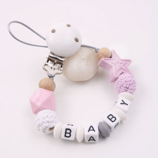 Personalized Name - Star Pacifier Chain Clip