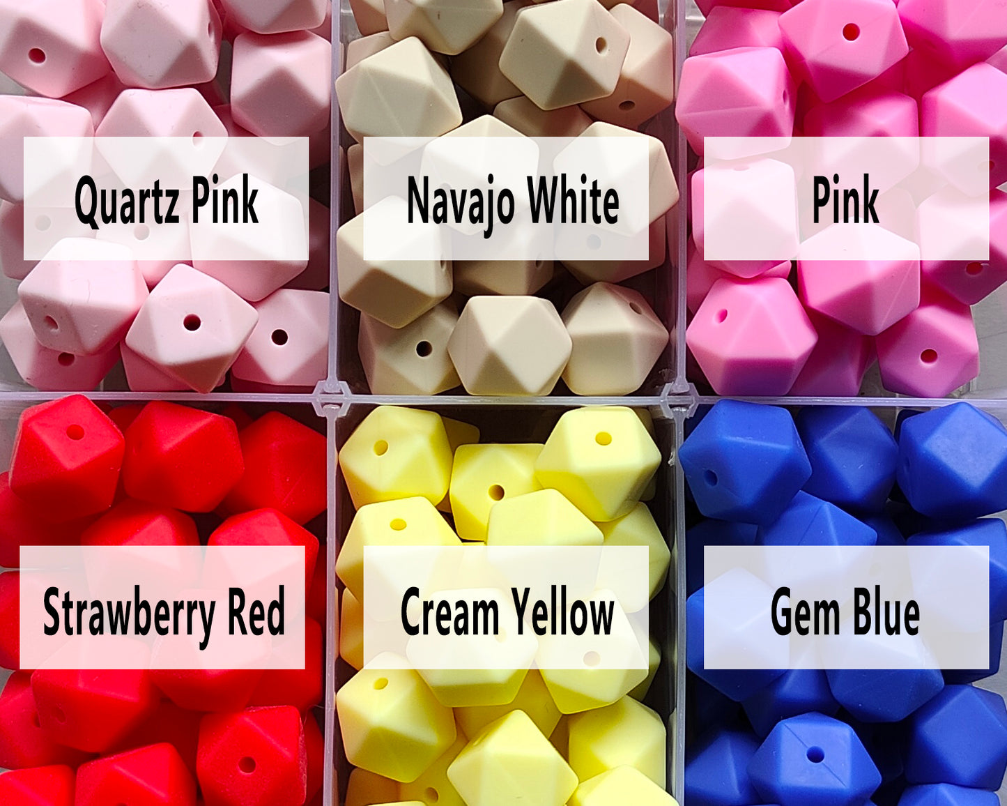 14/17mm Hexagon Silicone Beads #75 - #98
