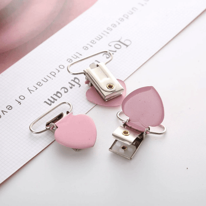 Heart - Metal Pacifier Clips /Pink