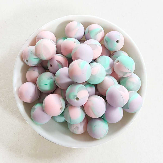 12/15mm Print Silicone Beads - Round - #93