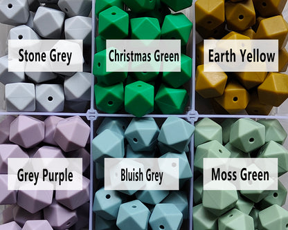 14/17mm Hexagon Silicone Beads #99 - #119