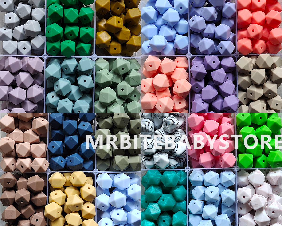 14/17mm Hexagon Silicone Beads #99 - #119