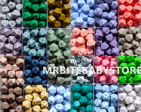 14/17mm Hexagon Silicone Beads #99 - #119
