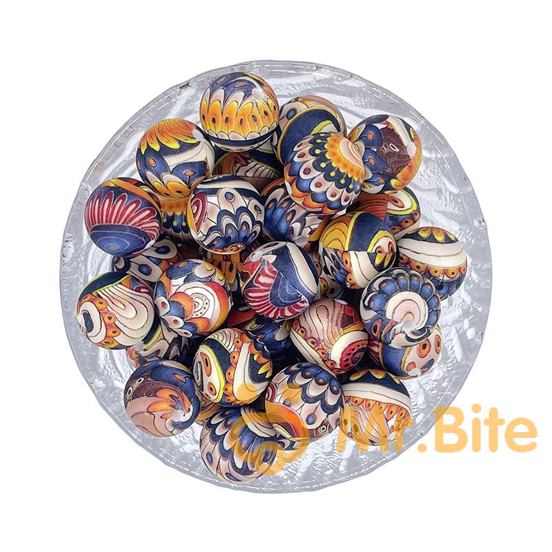 15mm New Print Silicone Beads