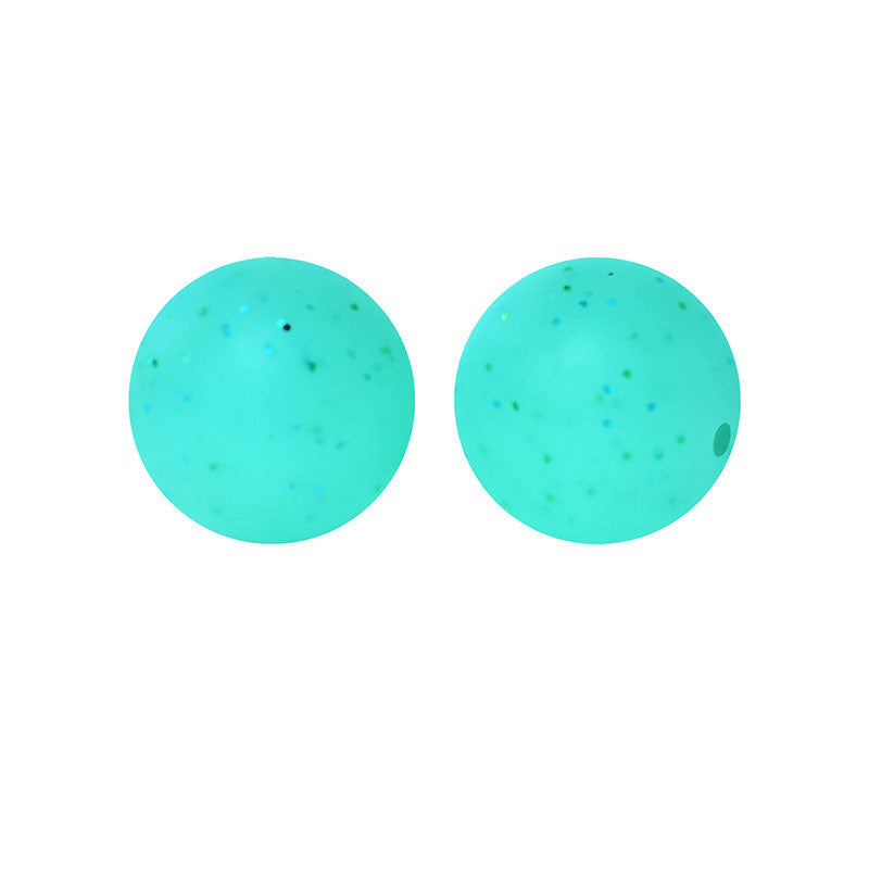 15mm Round Glitter Silicone Beads
