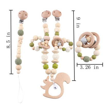 Pram Chain / Pacifier Chain Clips /Rattle Toy Set