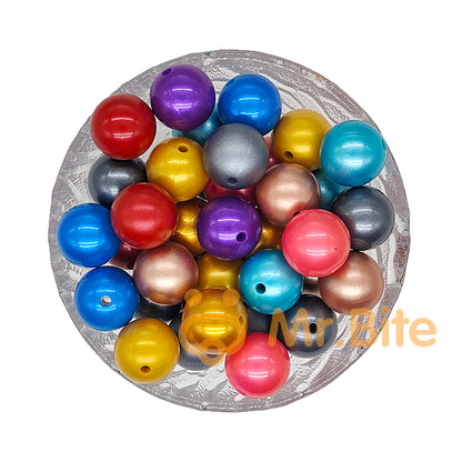 15mm Round Metallic Silicone Bead