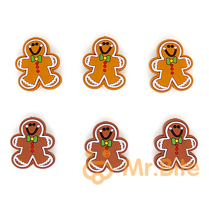 New Gingerbread Man Silicone Beads 24*28mm