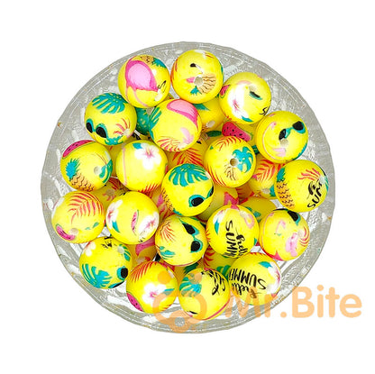 15mm New Round Print Silicone Beads