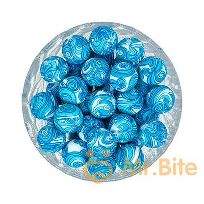 15mm New Round Print Silicone Beads