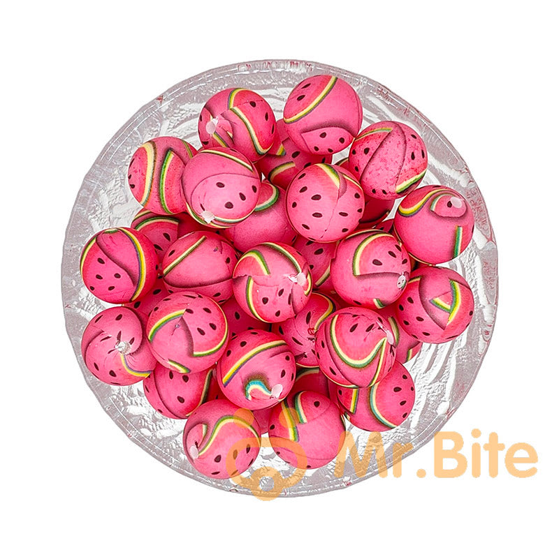 15mm New Round Print Silicone Beads