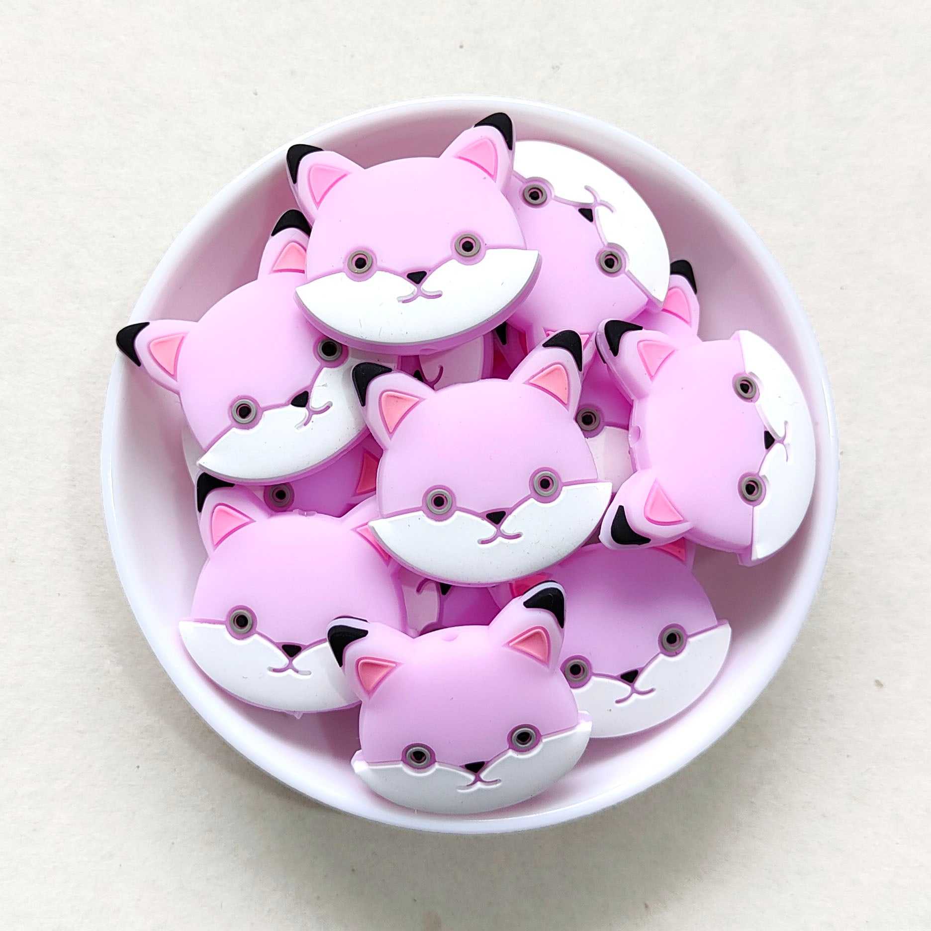 Purple - Cat Silicone Beads - 31mm