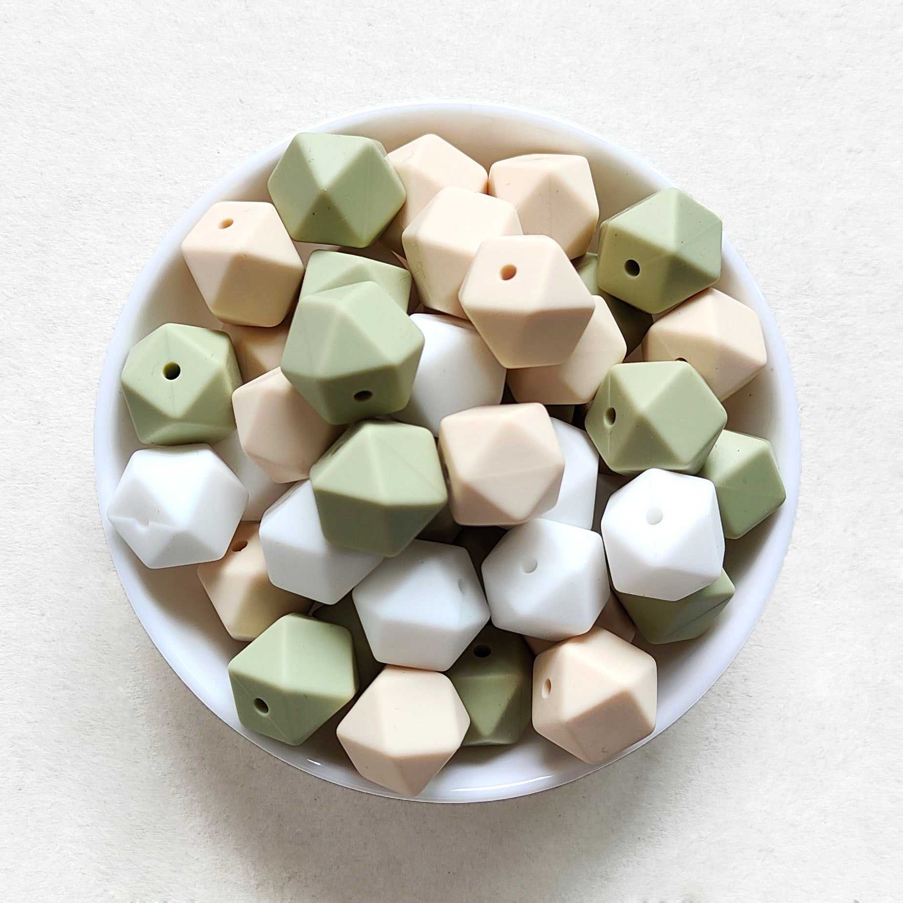 14mm Mix 3 Colors Hexagon Silicone Beads