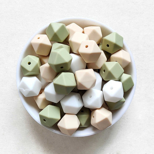14mm Mix 3 Colors Hexagon Silicone Beads
