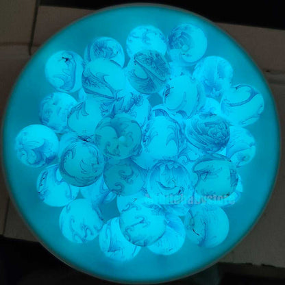 15mm Luminous Blue Purple Flower Silicone Beads - Round
