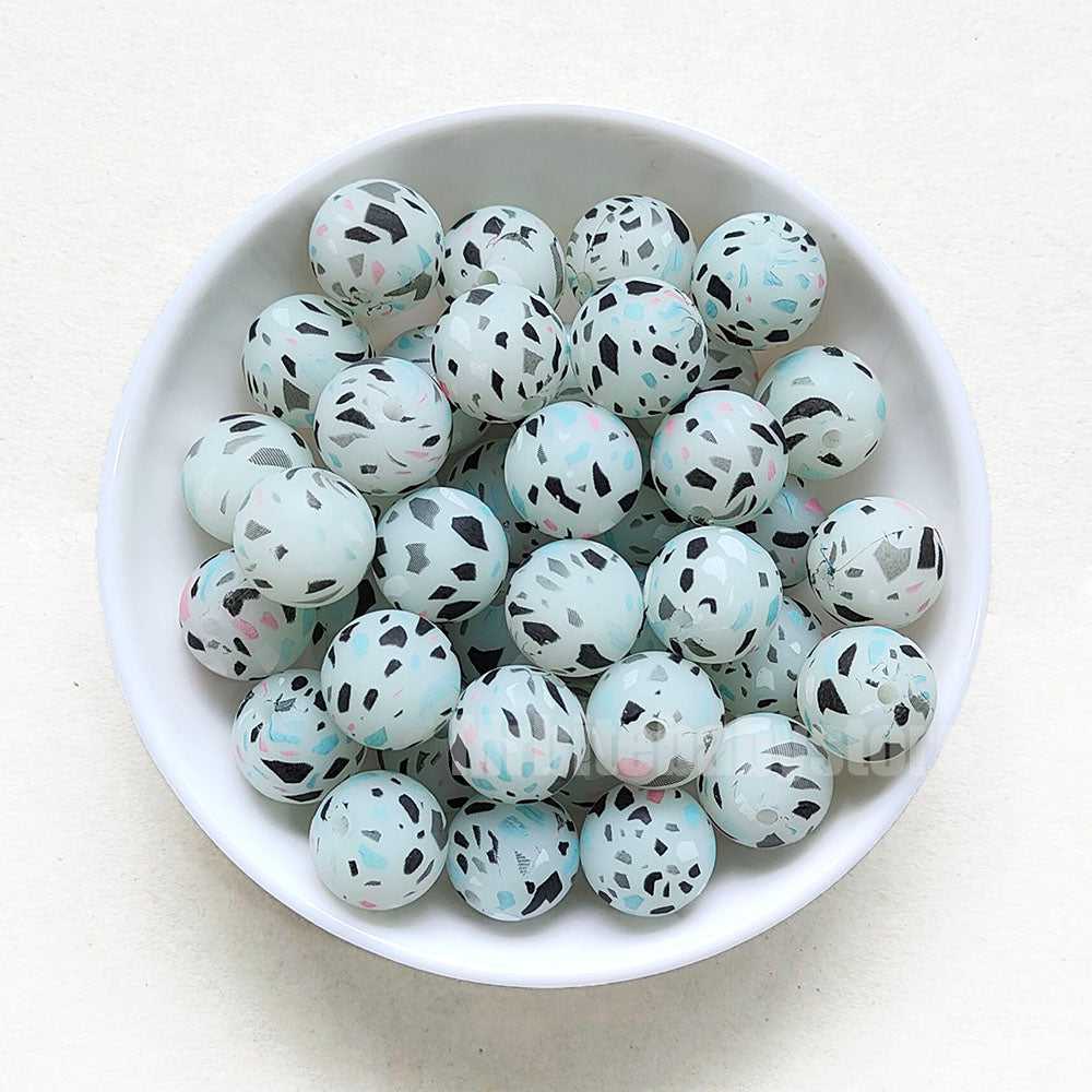 15mm Luminous Terrazzo Silicone Beads - Round