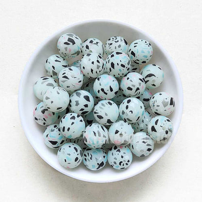15mm Luminous Terrazzo Silicone Beads - Round