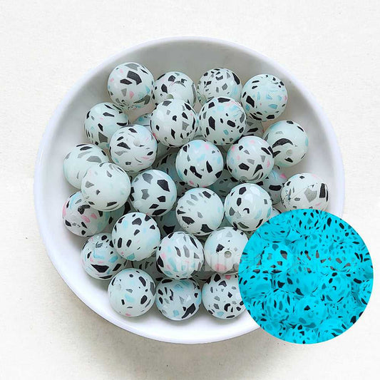 15mm Luminous Terrazzo Silicone Beads - Round