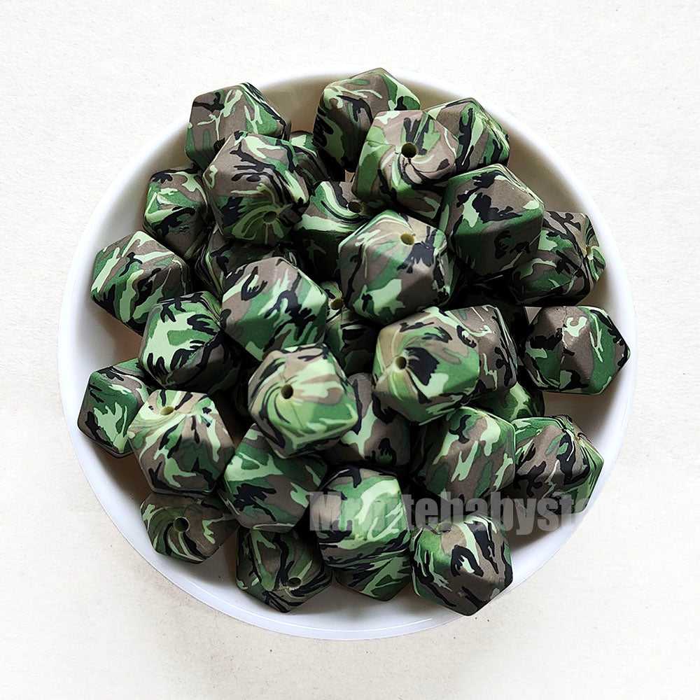 14mm Camo Silicone Beads - Hexagon - #11