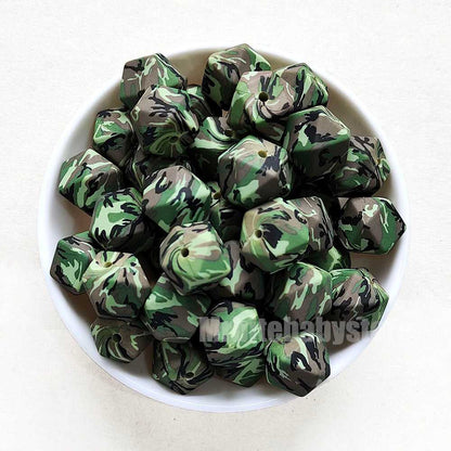 14mm Camo Silicone Beads - Hexagon - #11