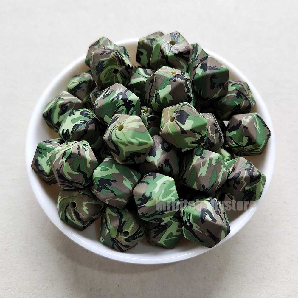 14mm Camo Silicone Beads - Hexagon - #11