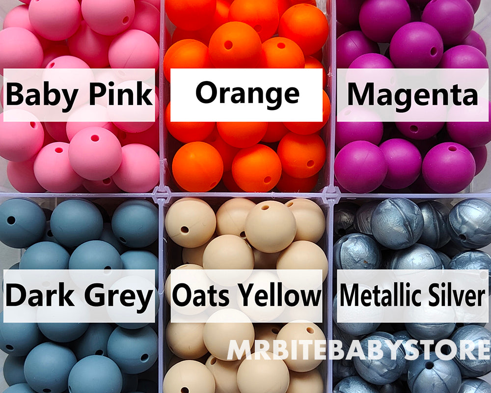12/15mm Round Silicone Beads #1 - #24
