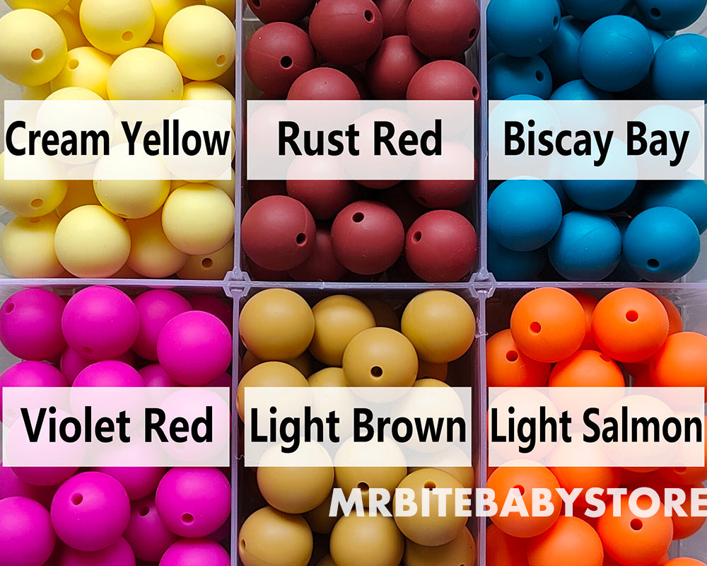 12/15mm Round Silicone Beads #26 - #49