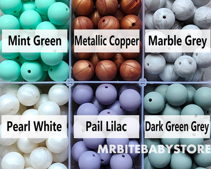 12/15mm Round Silicone Beads #26 - #49