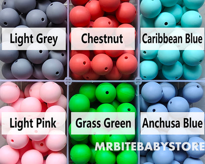 12/15mm Round Silicone Beads #26 - #49