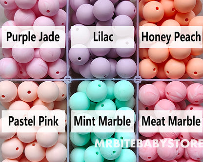 12/15mm Round Silicone Beads #50 - #73