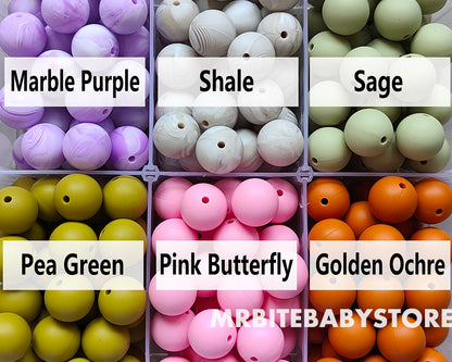 12/15mm Round Silicone Beads #50 - #73