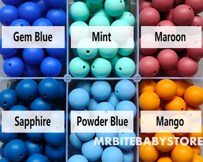 12/15mm Round Silicone Beads #74 - #97
