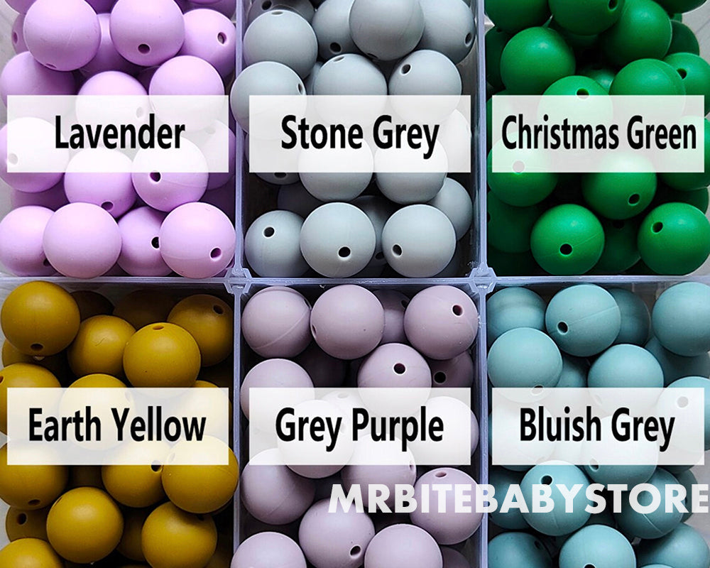 12/15mm Round Silicone Beads #98 - #119