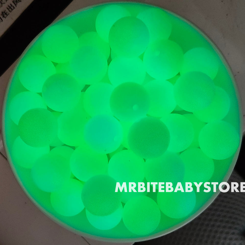 15mm Yellow Blue Luminous/Glow In The Dark Silicone Beads - #103