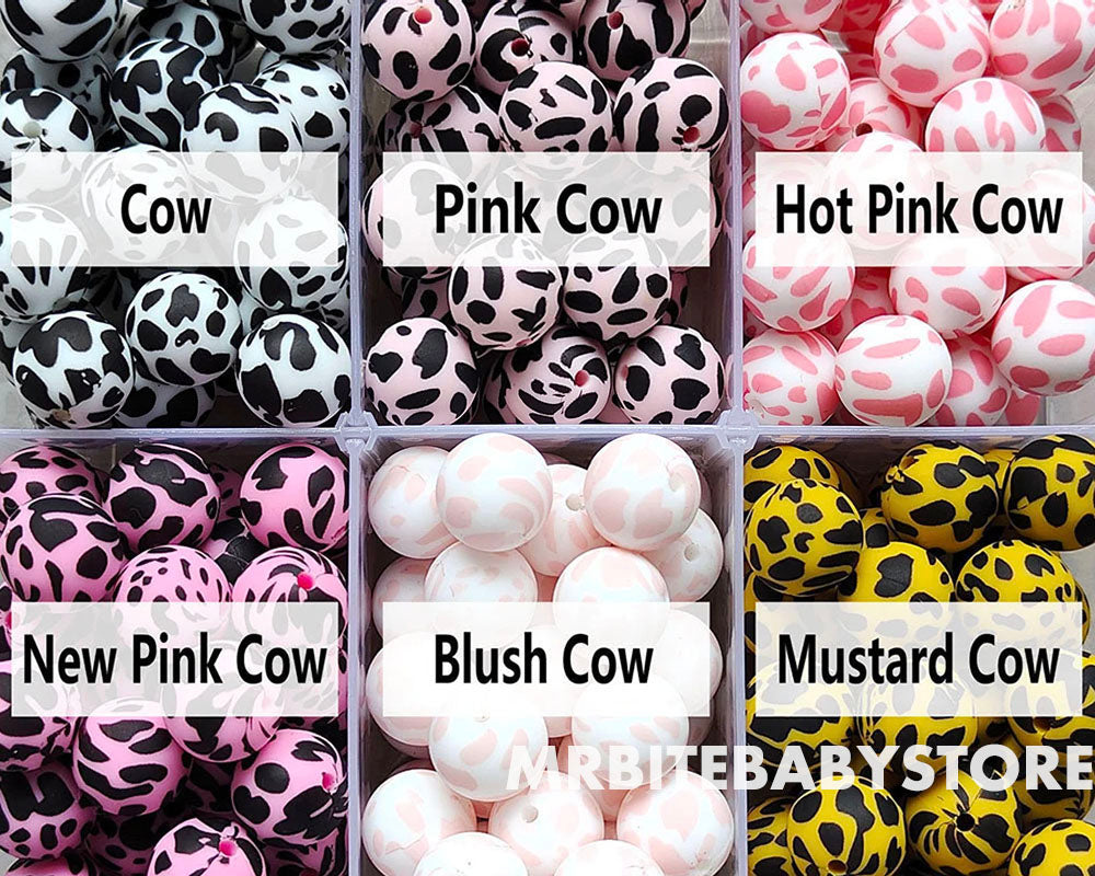 15mm Cow Silicone Beads - Round