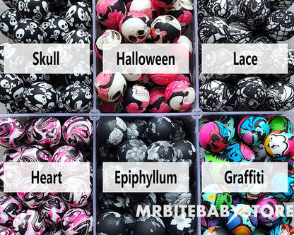 12/15mm Halloween Round Silicone Beads
